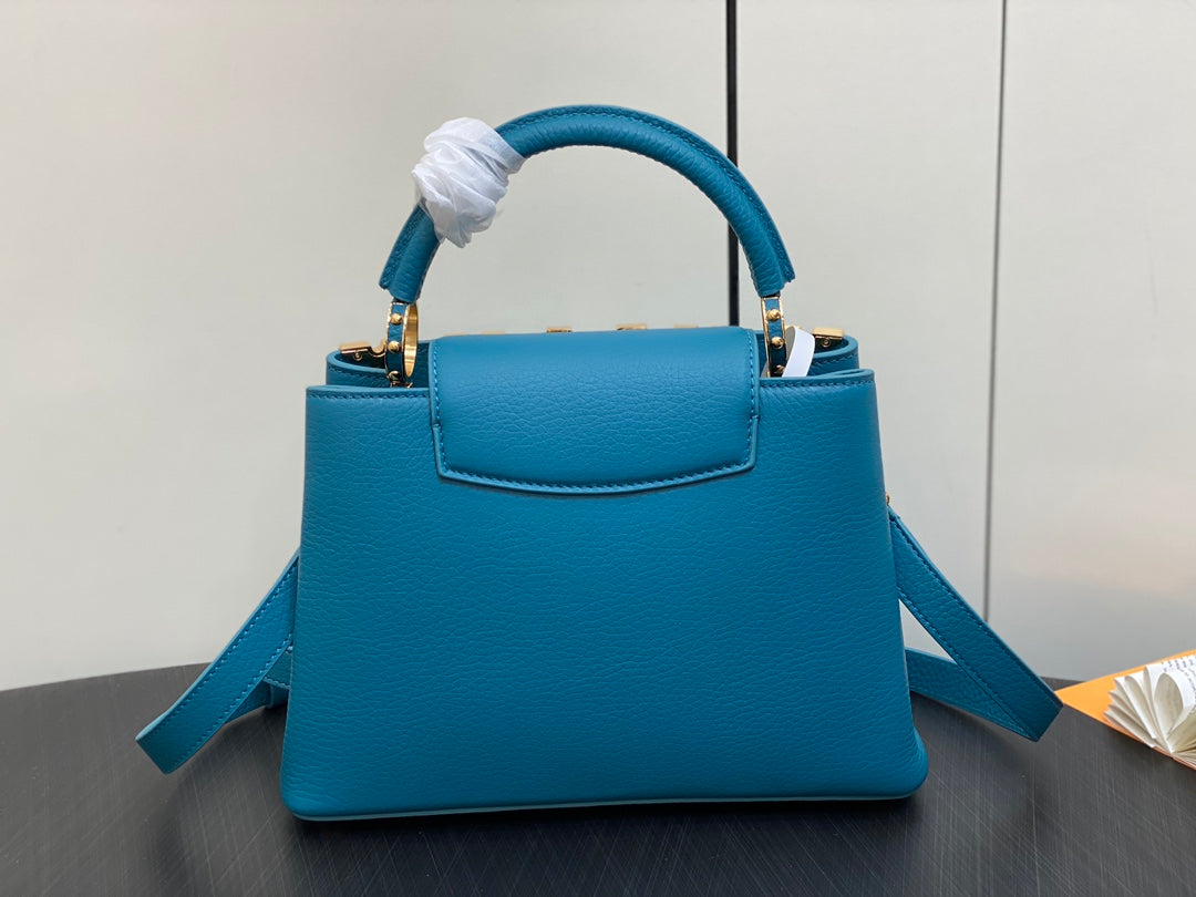 LOUIS VUITTON CAPUCINES BB 27 BLUE TAURILLON GOLD HARDWARE