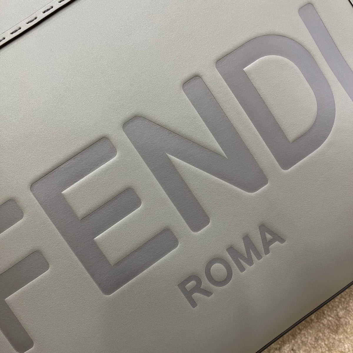 FENDI SHINE LARGE 35 TOTE IN SHADOW GREY CALFSKIN