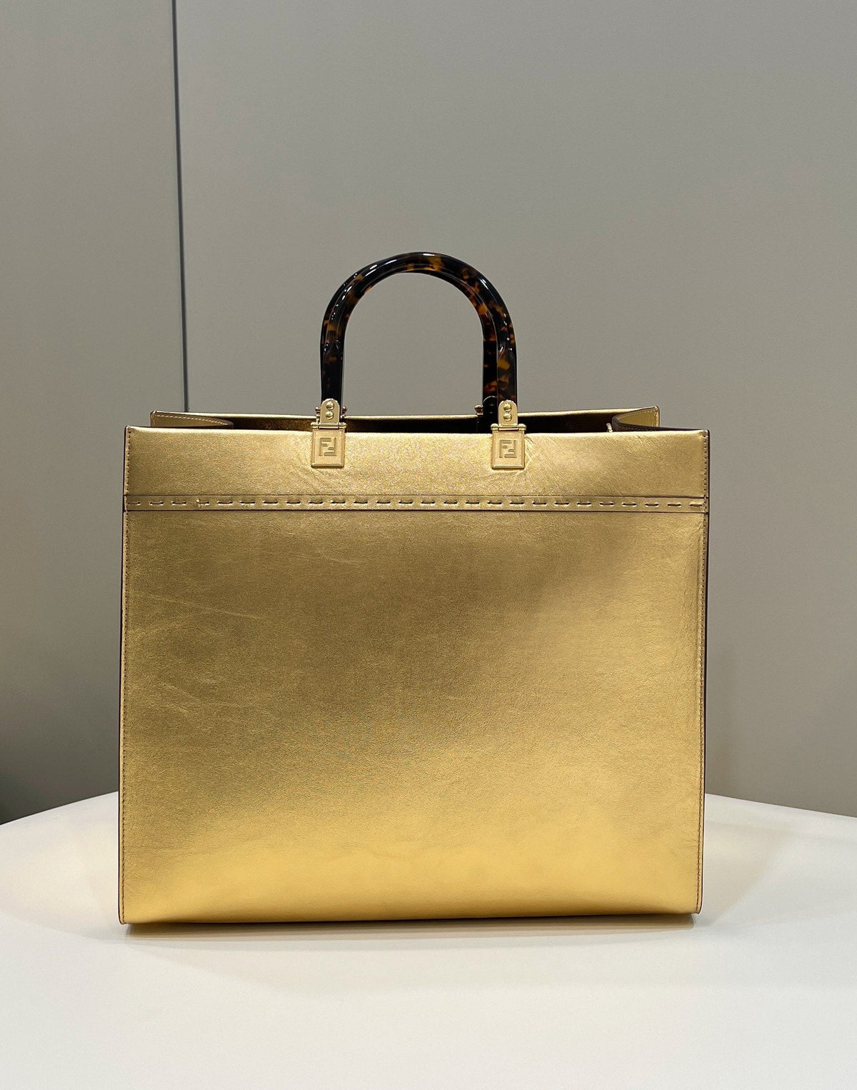 FENDI SHINE LARGE 35 TOTE IN GOLDEN CALFSKIN
