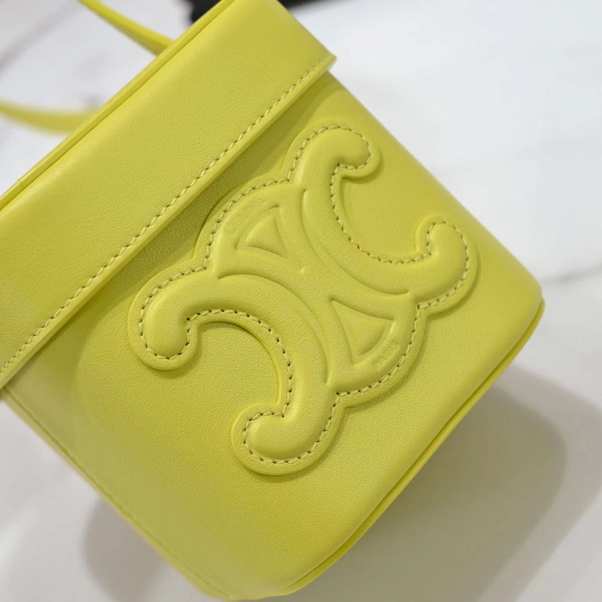 CELINE SQUARE BOX CROSSBODY BAG 11 LEMON YELLOW CALFSKIN