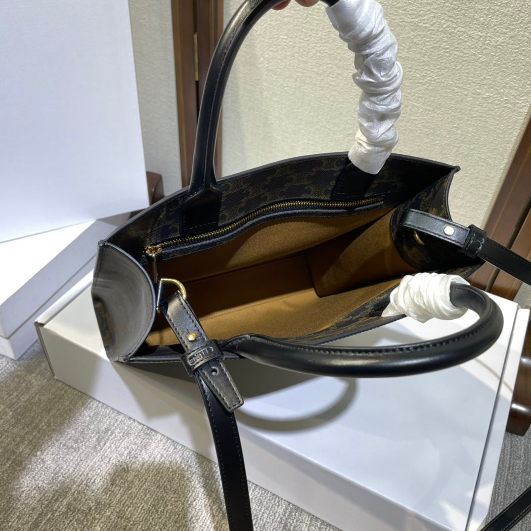 CELINE TRIOMPHE 32 BLACK IN PATTERN CALFSKIN