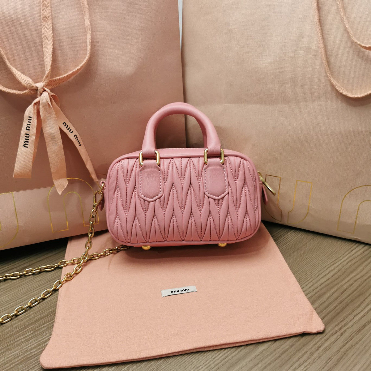MIU MIU TOO PRETTY 17 HANDBAG IN HOT PINK LAMBSKIN