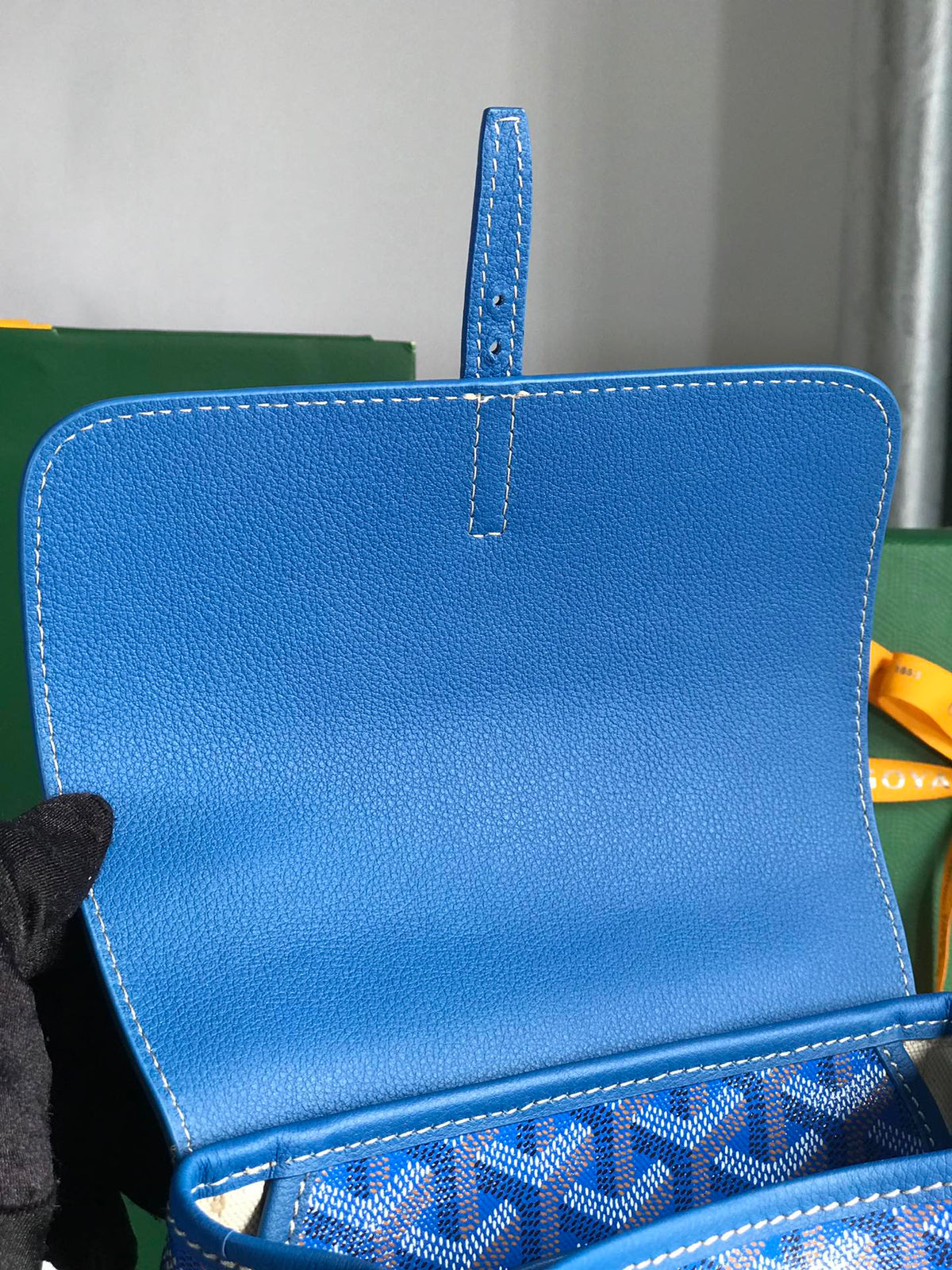 GOYARD ALPIN MINI BACKPACK 21 IN SAPPHIRE BLUE LAMBSKIN AND GOYARDINE CANVAS