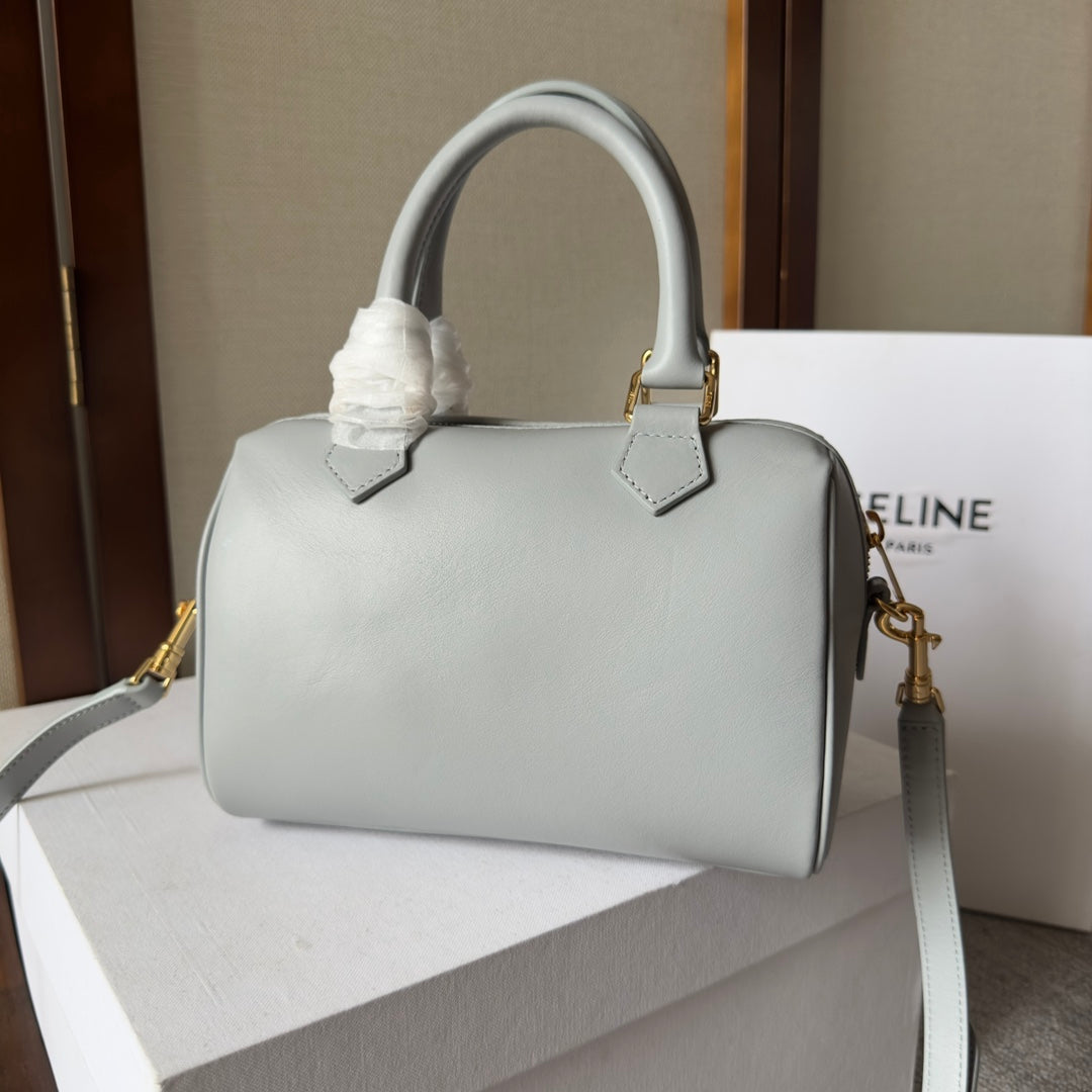 CELINE EMBOSSED TOP HANDLE BAG 20 IN GREY CALFSKIN