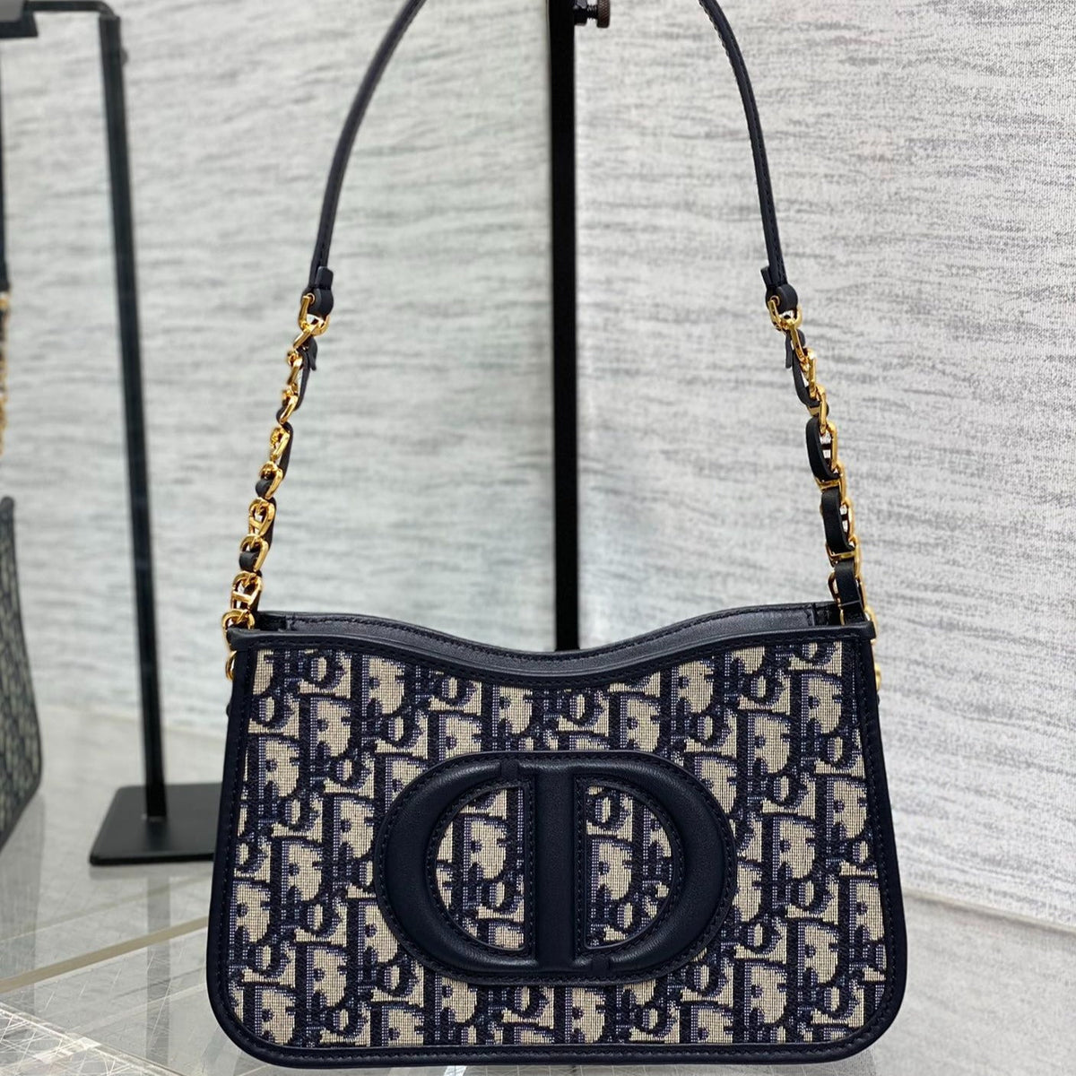 DIOR HOBO SIGNATURE 23 BAG IN BLACK BEIGE PATTERN LAMBSKIN