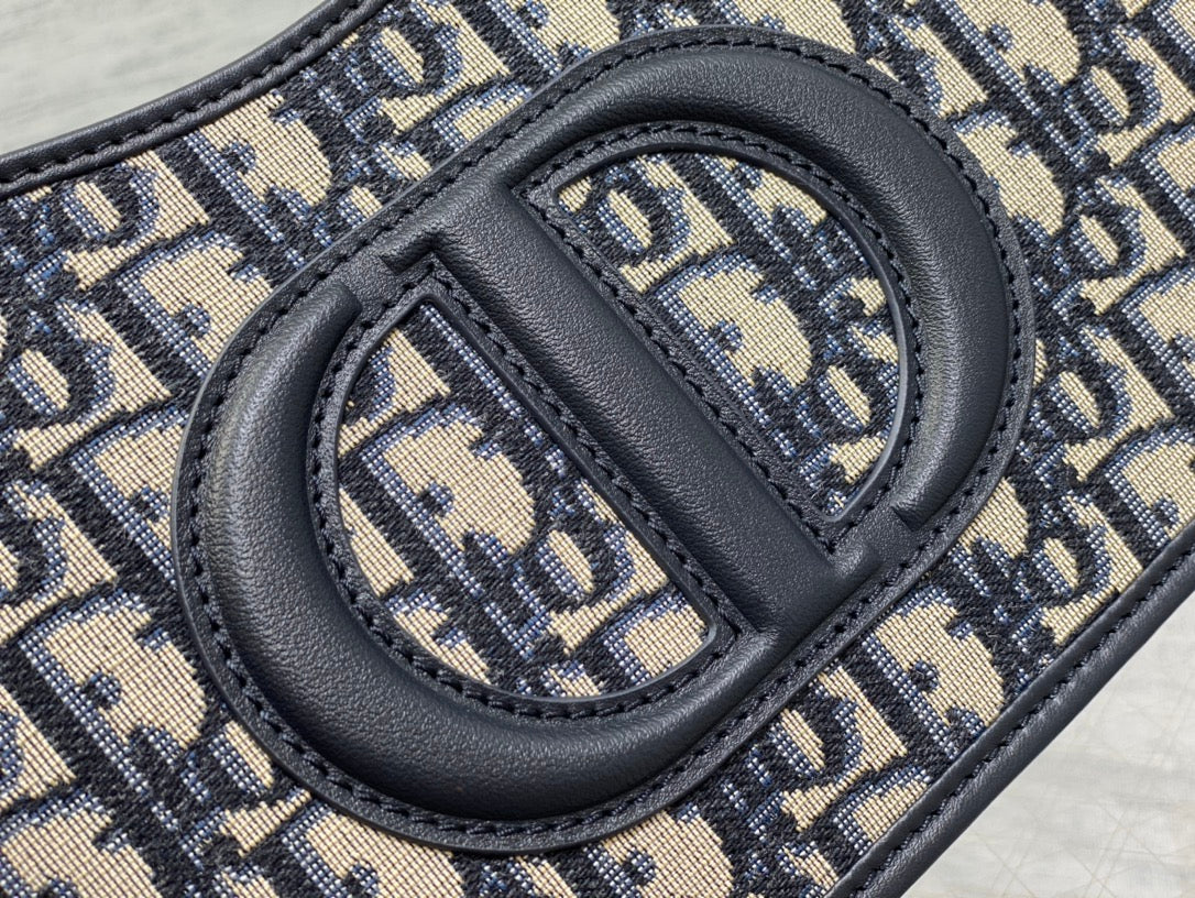 DIOR HOBO SIGNATURE 23 BAG IN BLACK BEIGE PATTERN LAMBSKIN