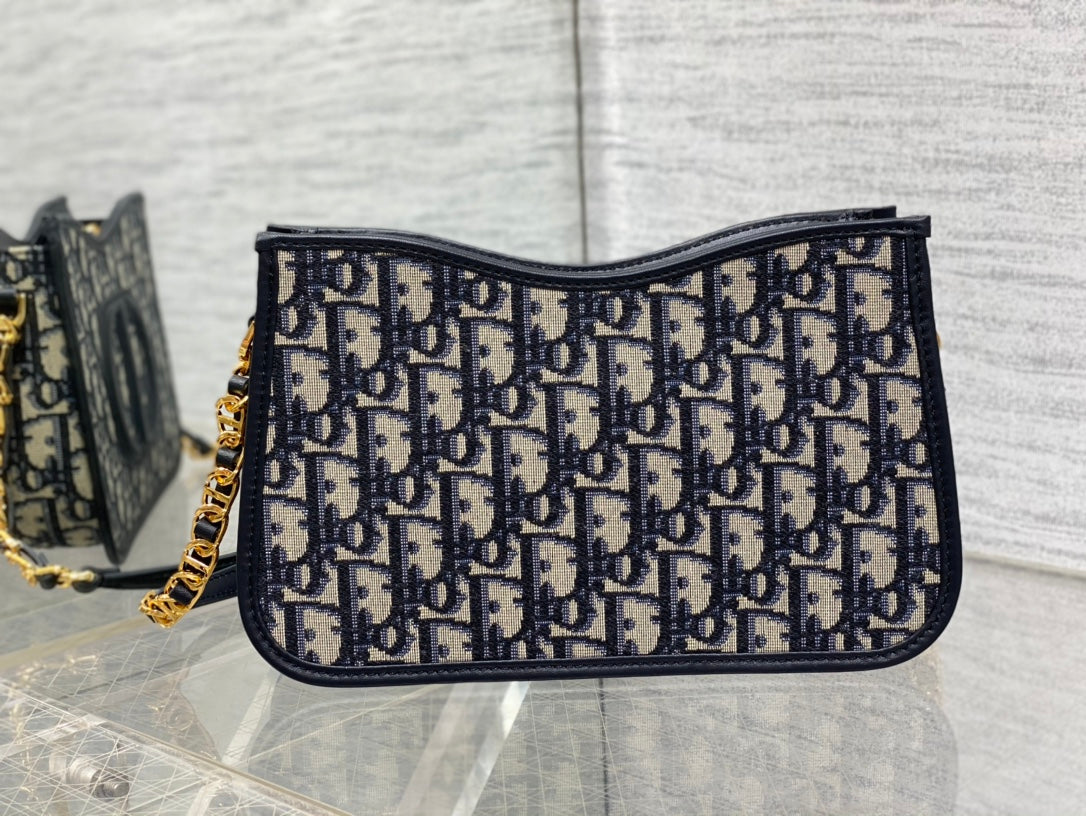 DIOR HOBO SIGNATURE 23 BAG IN BLACK BEIGE PATTERN LAMBSKIN