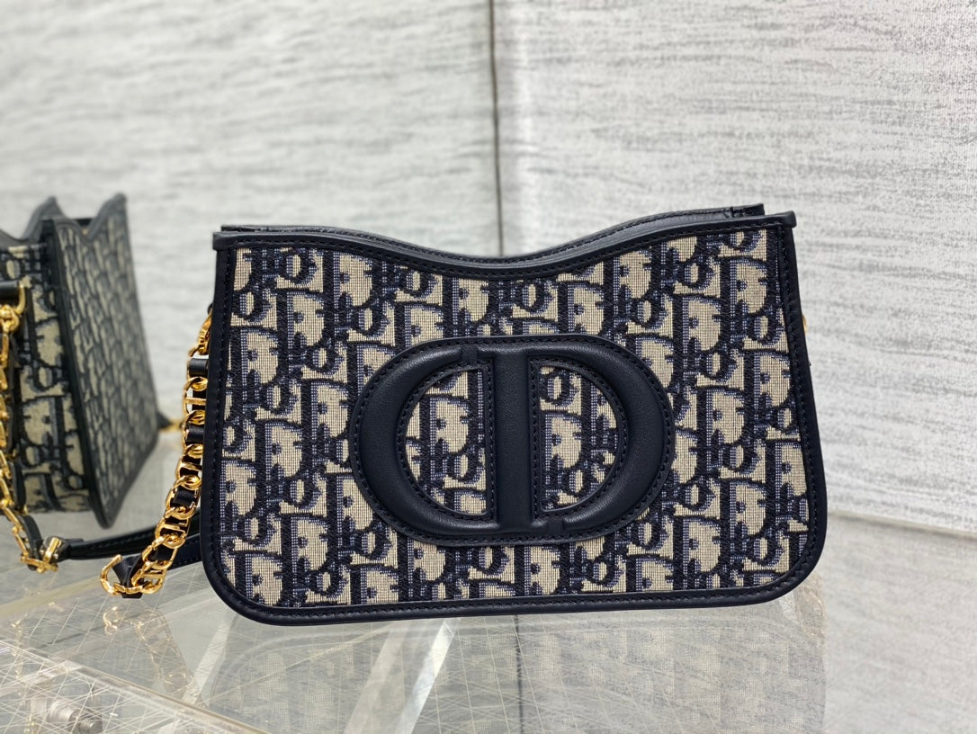 DIOR HOBO SIGNATURE 23 BAG IN BLACK BEIGE PATTERN LAMBSKIN