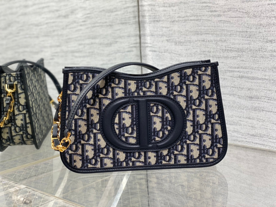 DIOR HOBO SIGNATURE 23 BAG IN BLACK BEIGE PATTERN LAMBSKIN