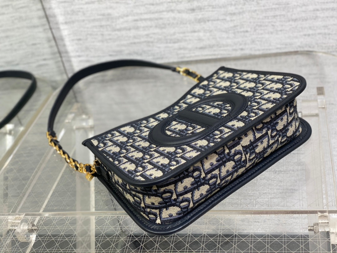 DIOR HOBO SIGNATURE 23 BAG IN BLACK BEIGE PATTERN LAMBSKIN