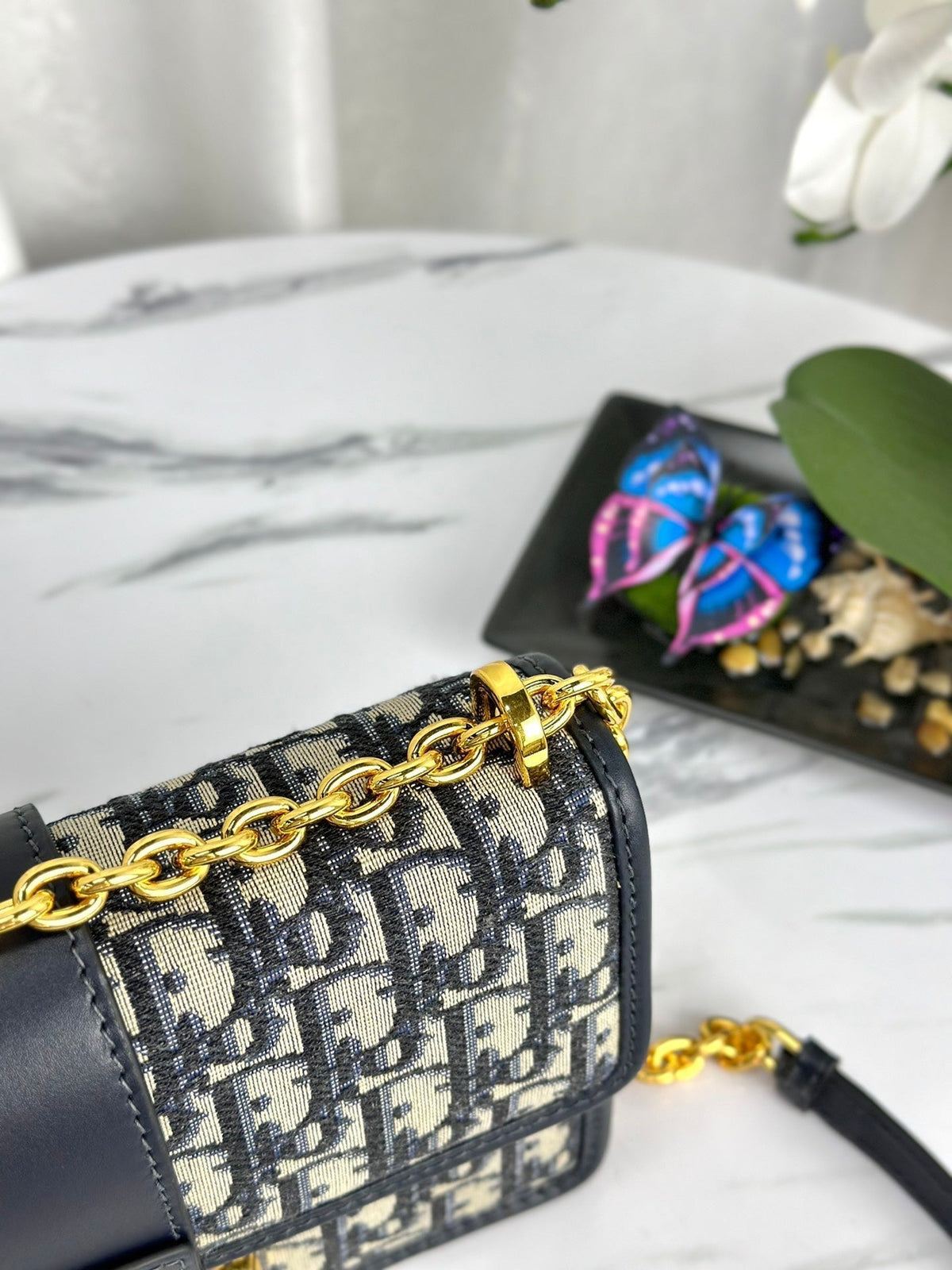 DIOR MONTAIGNE 25 BAG IN BLUE OBLIQUE JACQUARD