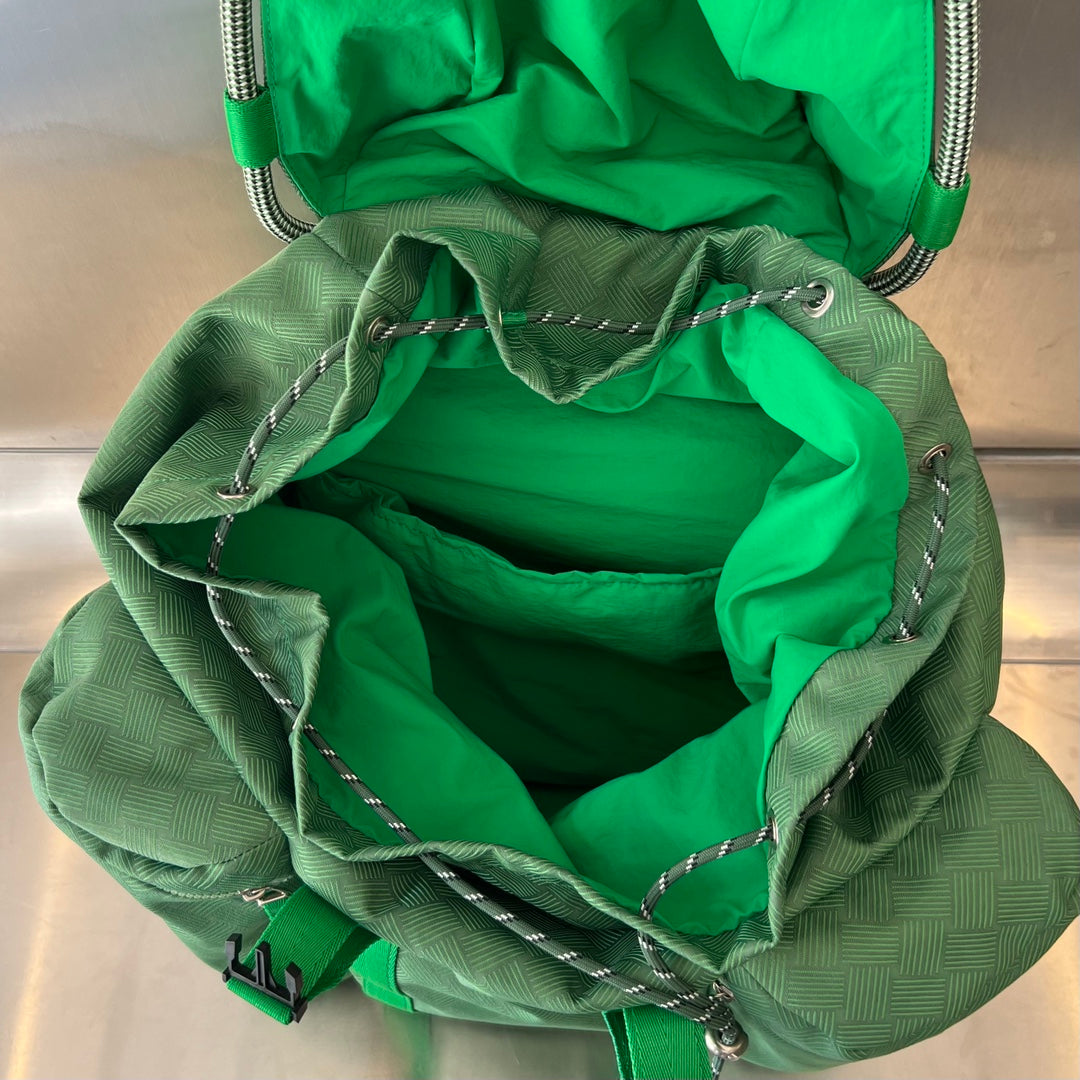 BOTTEGA VENETA ALTO 42 BACKPACK IN COOL GREEN JACQUARD FABRIC