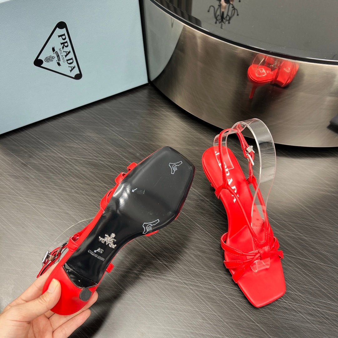 PRADA HEELED SANLS CANDY LAMBSKIN