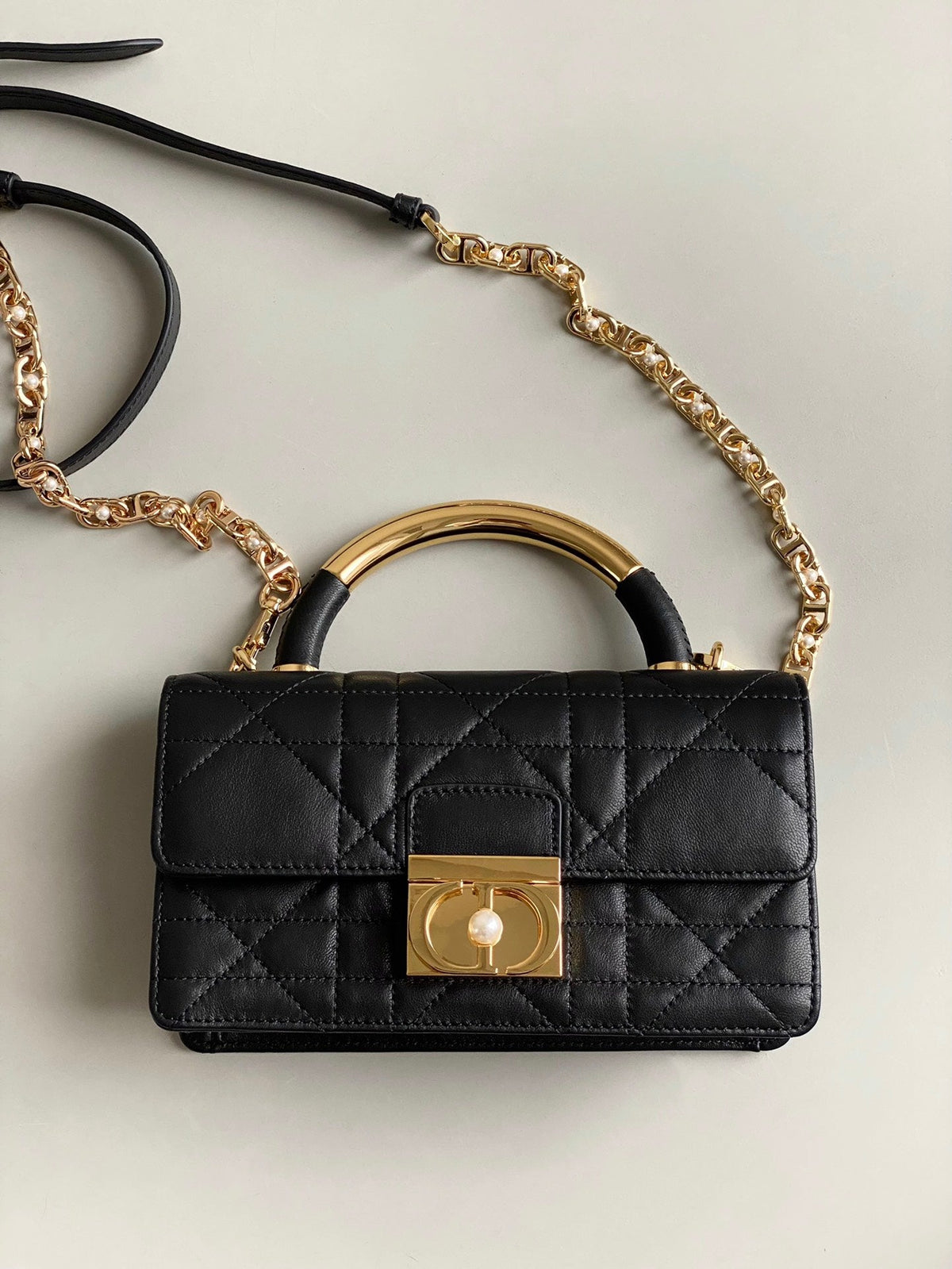 DIOR MINI ANGE 20 BAG IN BLACK CALFSKIN
