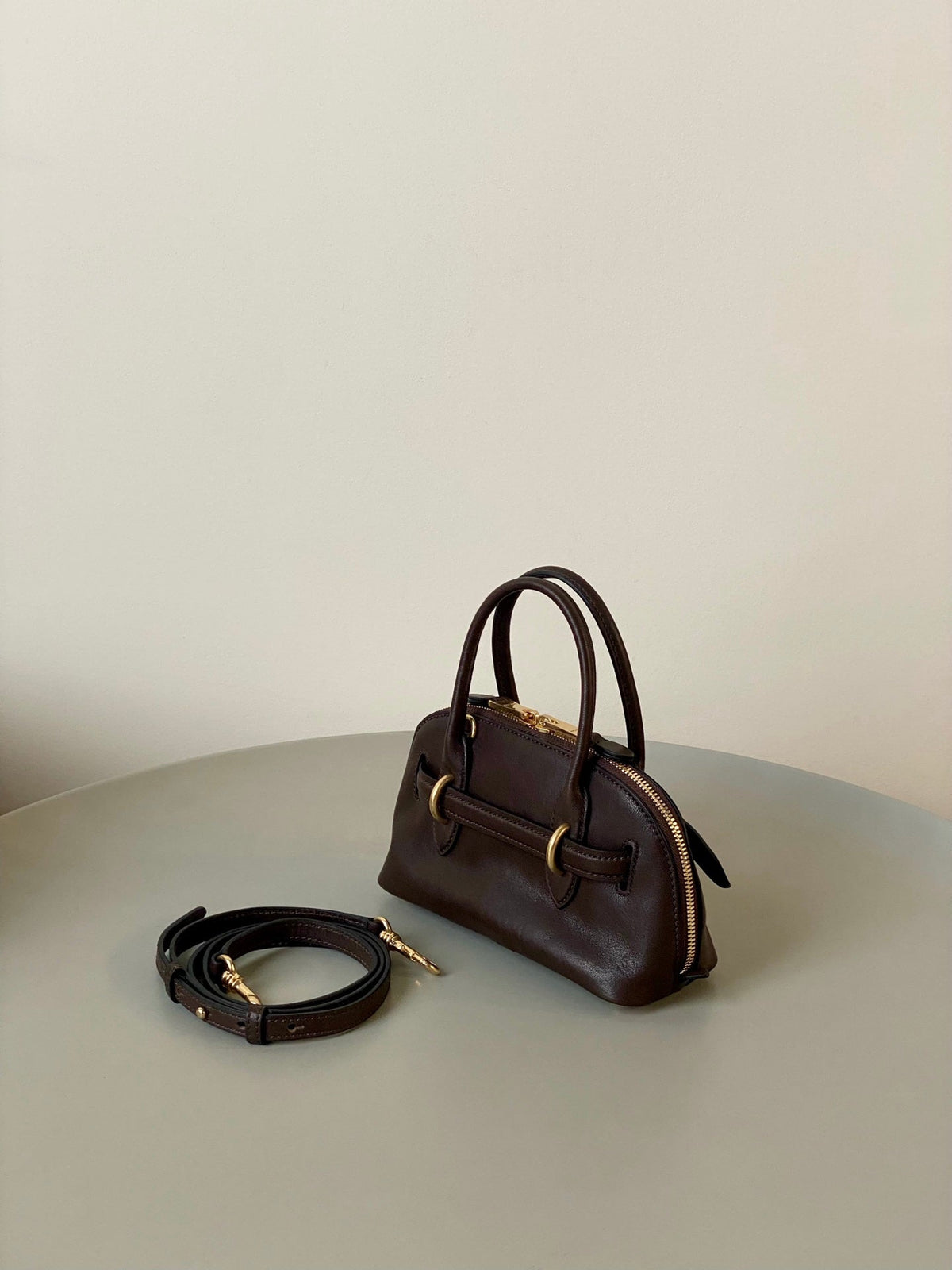 MIU MIU AVENTURE NAPPA MINI BAG 21 IN BRUNETTE BROWN CALFSKIN GOLD HARDWARE