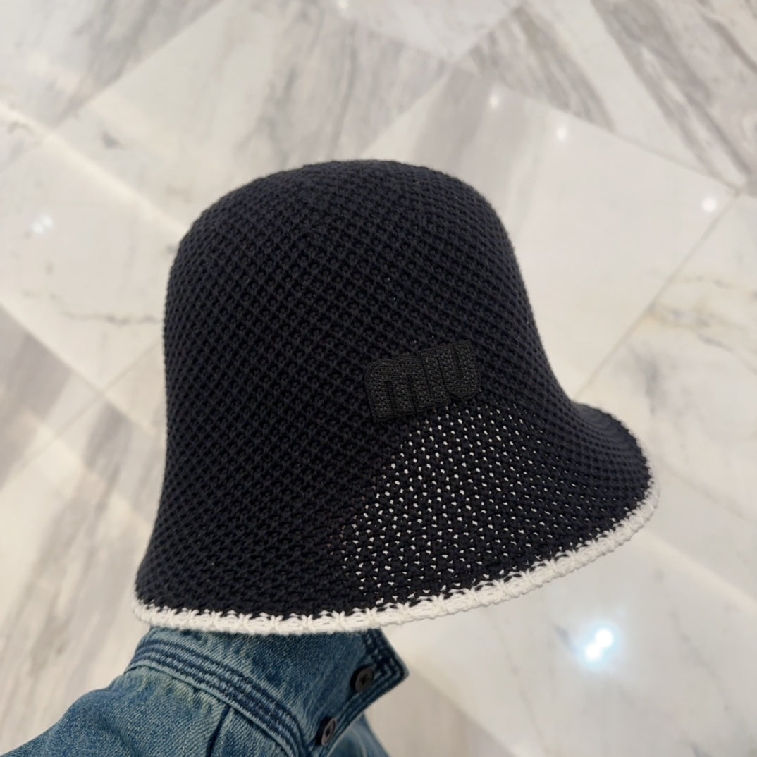 MIU MIU MM BUCKET IN BLACK MESH FABRIC