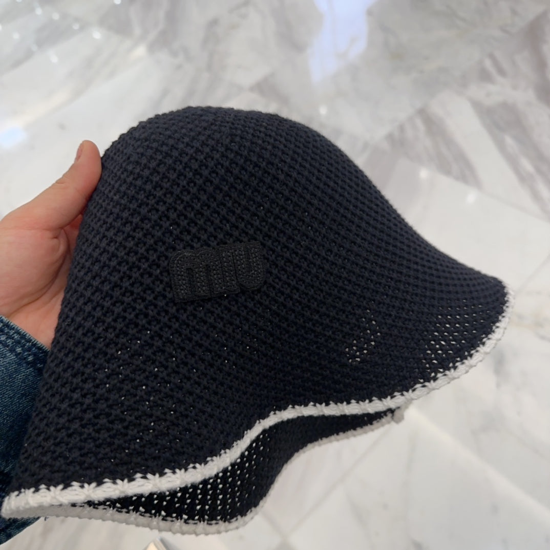 MIU MIU MM BUCKET IN BLACK MESH FABRIC