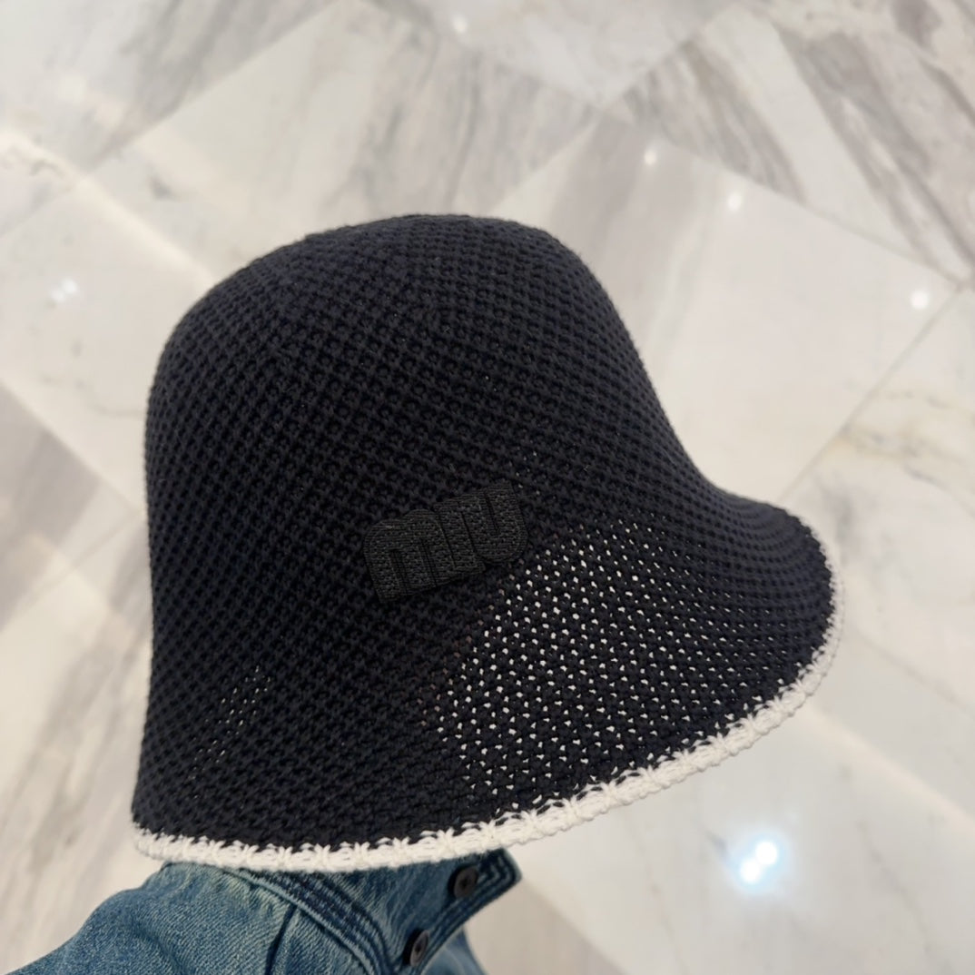 MIU MIU MM BUCKET IN BLACK MESH FABRIC