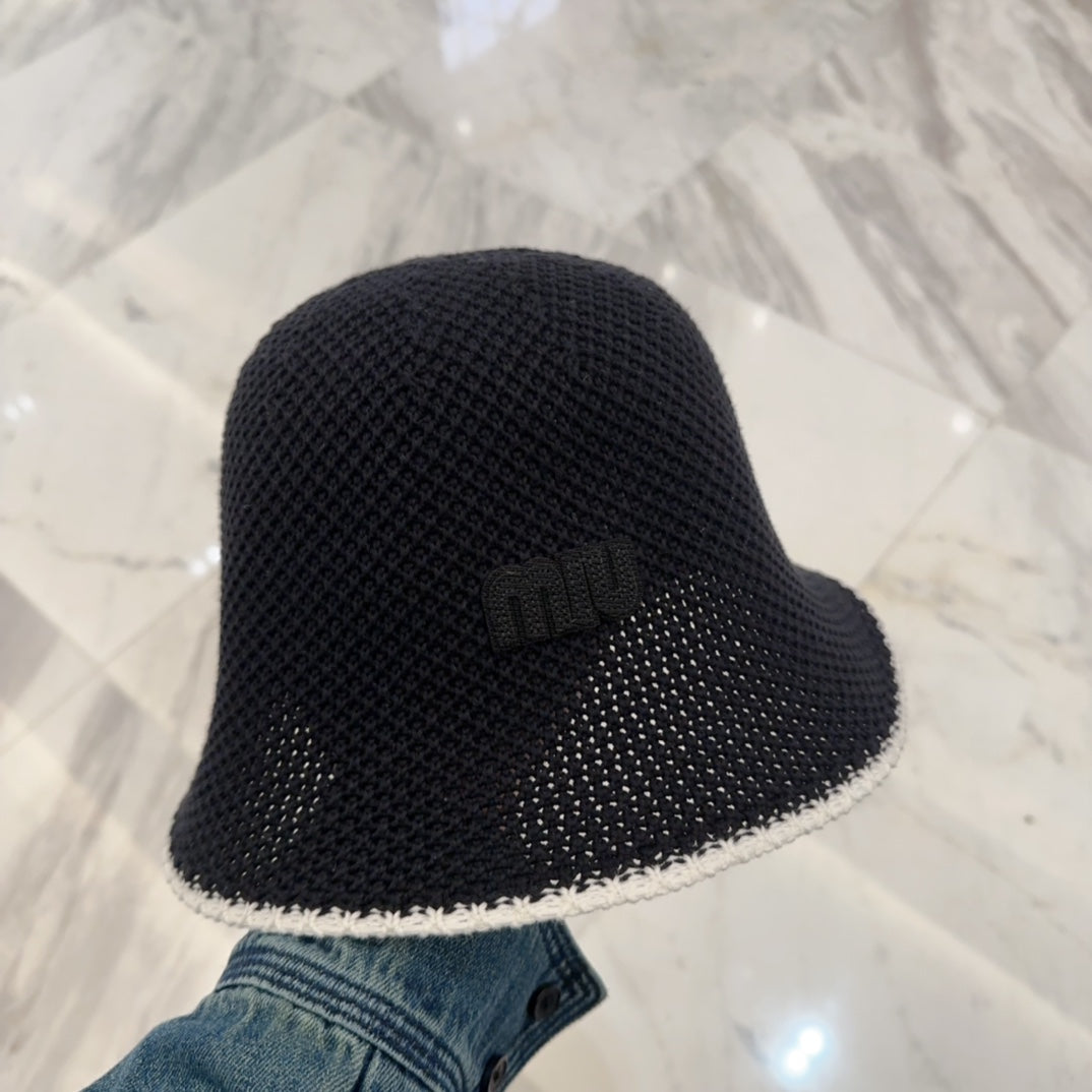 MIU MIU MM BUCKET IN BLACK MESH FABRIC