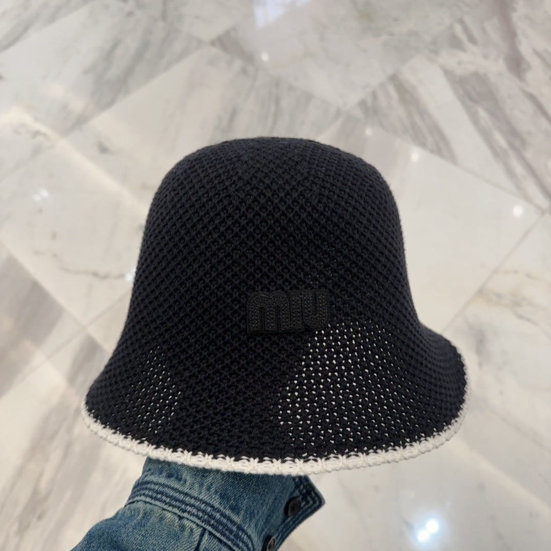 MIU MIU MM BUCKET IN BLACK MESH FABRIC