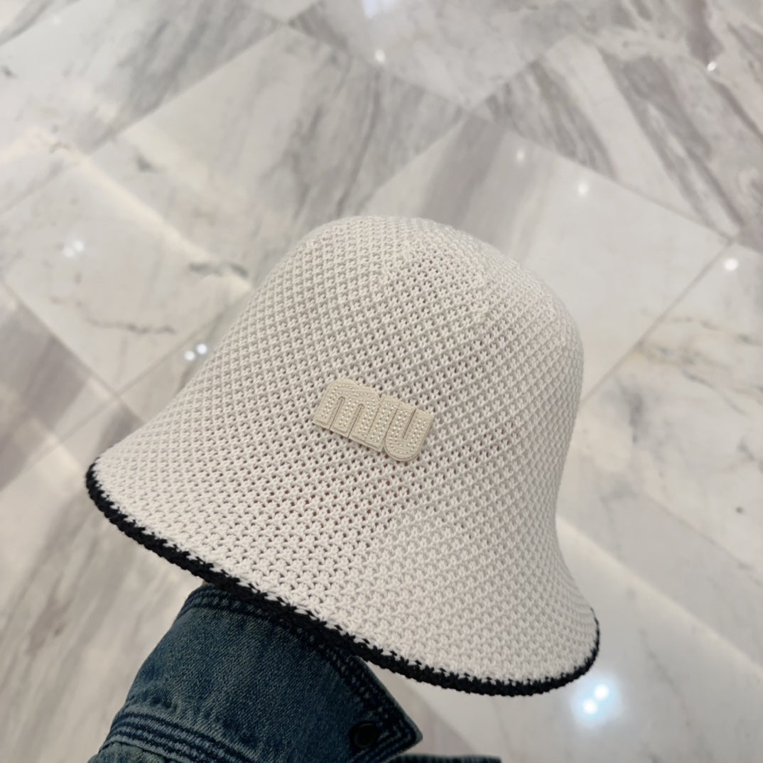 MIU MIU MM BUCKET IN WHITE MESH FABRIC