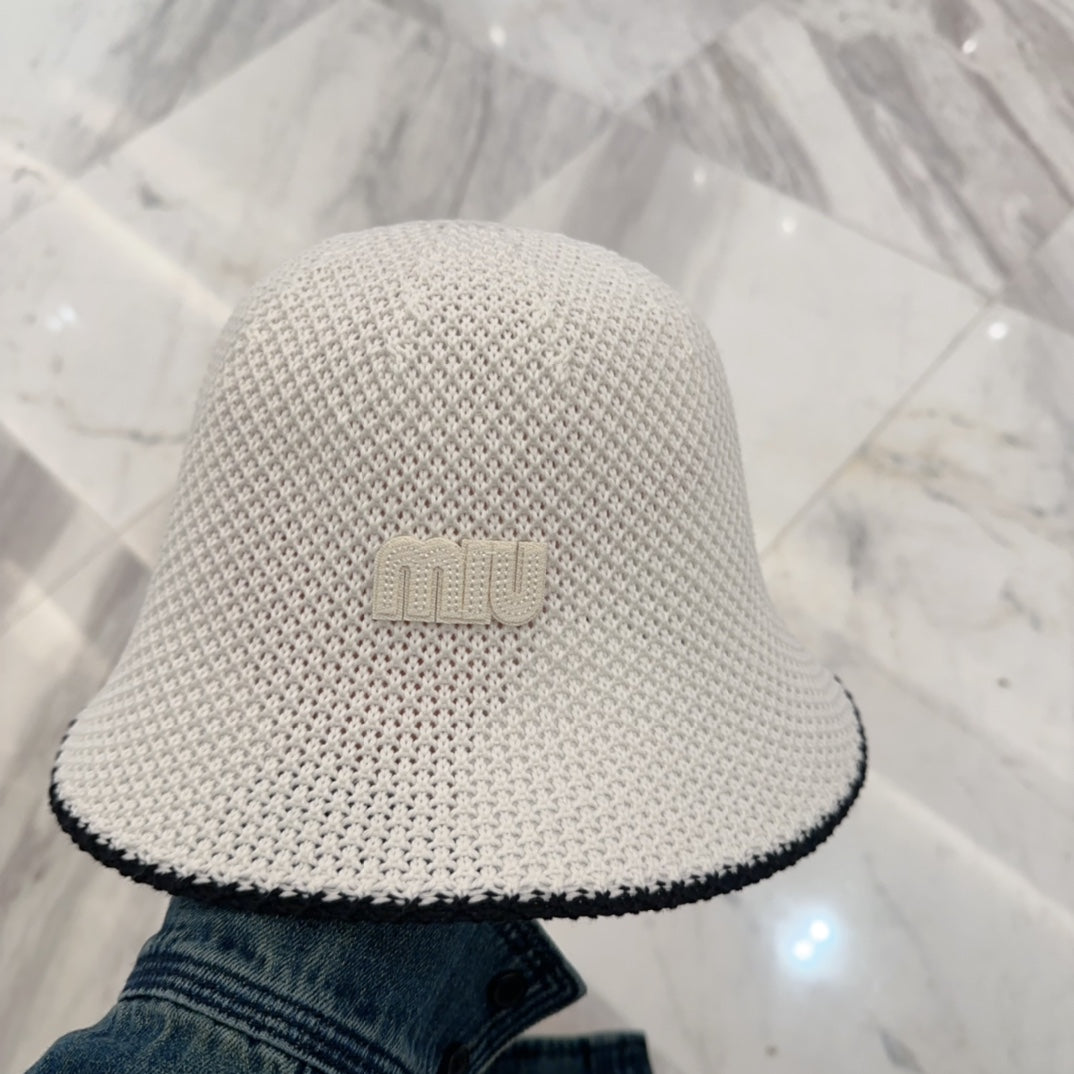 MIU MIU MM BUCKET IN WHITE MESH FABRIC