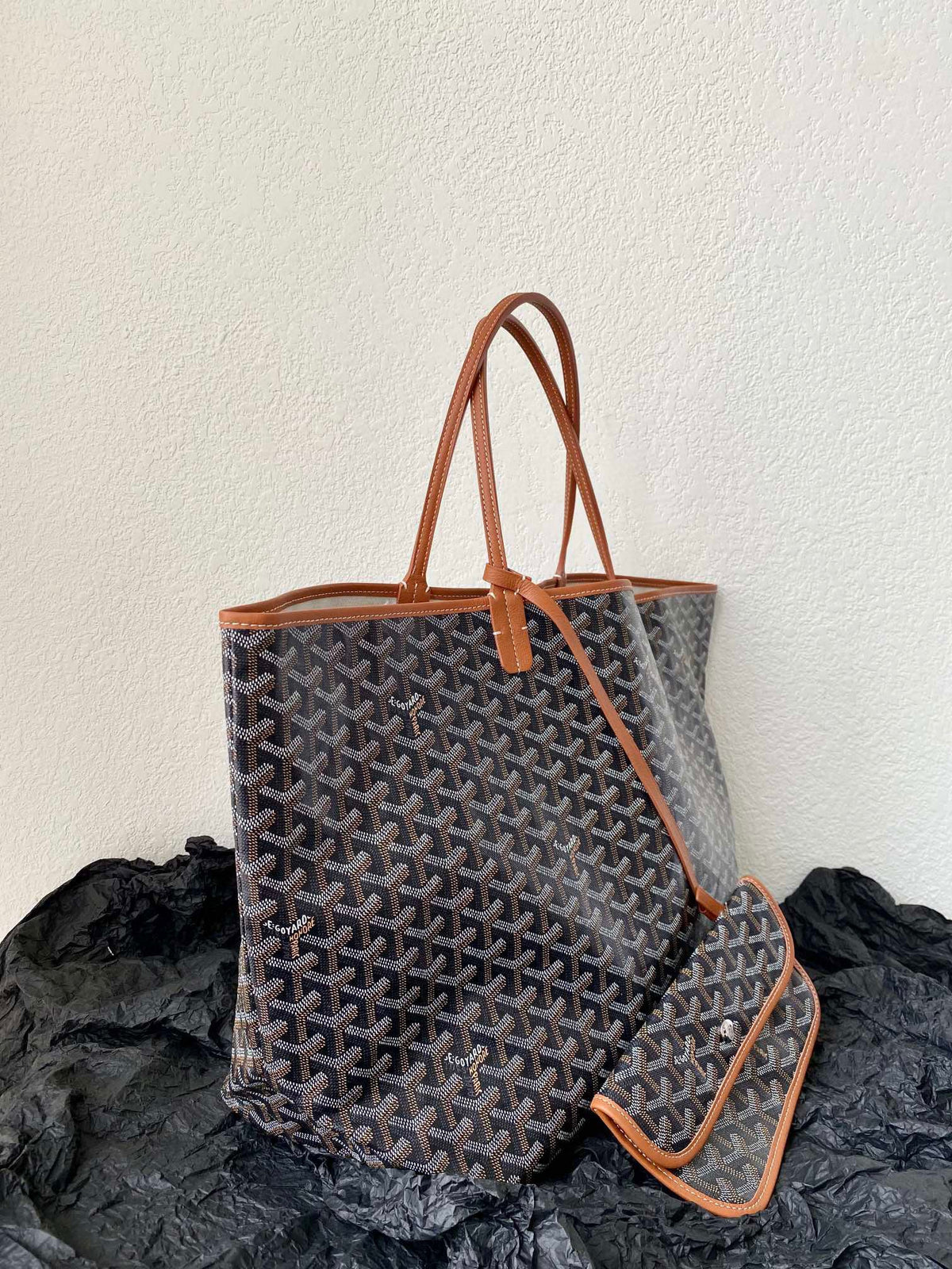 GOYARD SAINT LOUIS GM 40CM BLACK AND TAN CANVAS