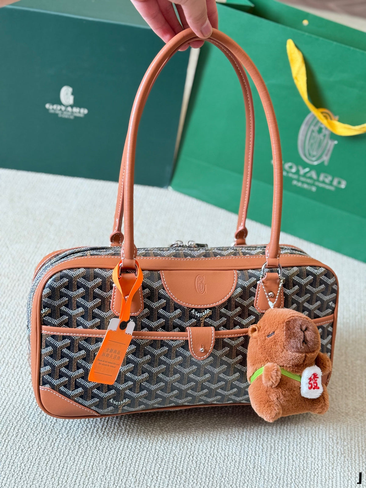 GOYARD SAINT MARTIN MINI BAG 22 IN BROWN GOYARDINE CANVAS AND CALFSKIN