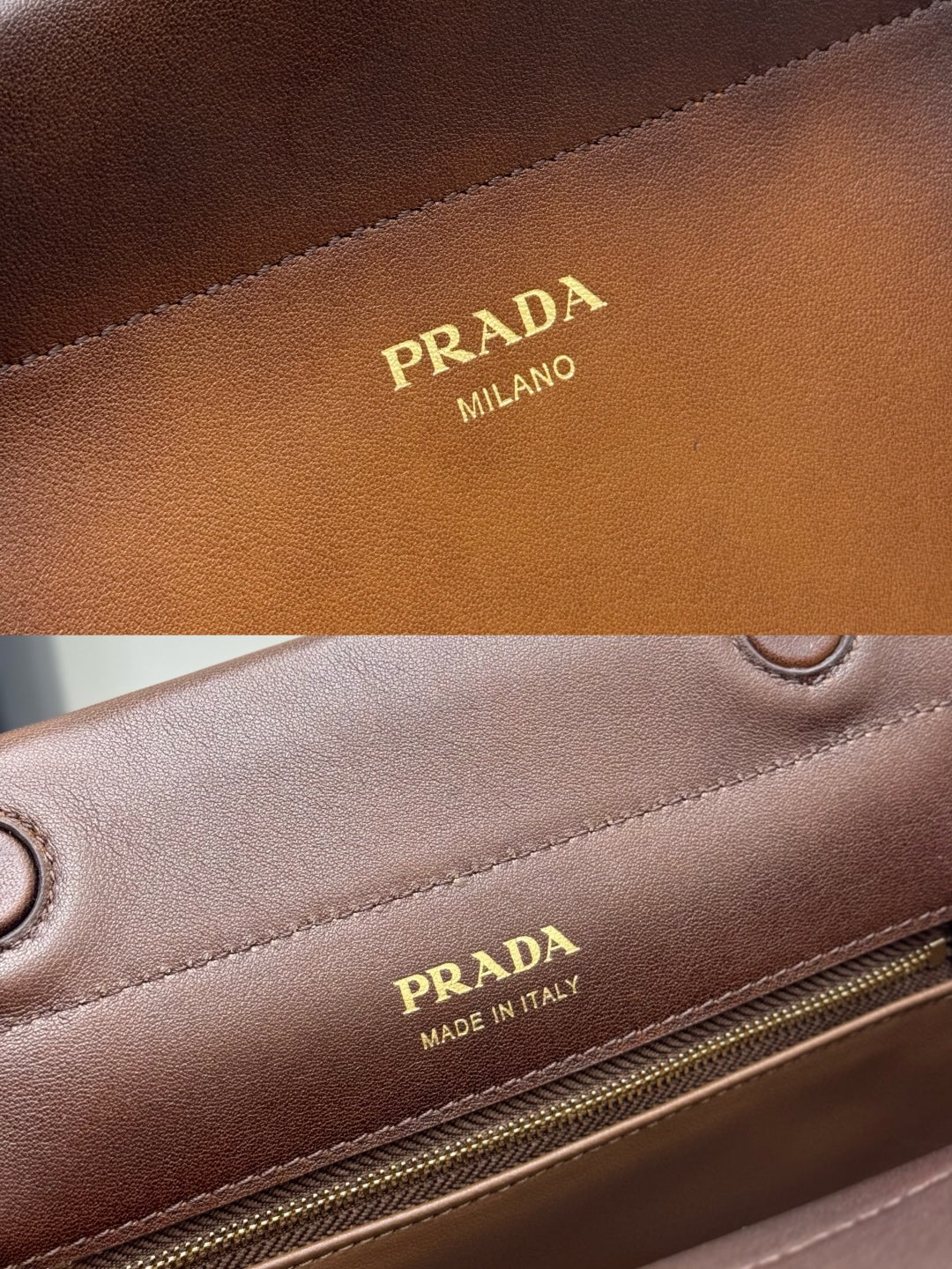 PRADA 25S ENCHAINE MINI BAG 22 IN COGNAC CALFSKIN GOLD HARDWRE