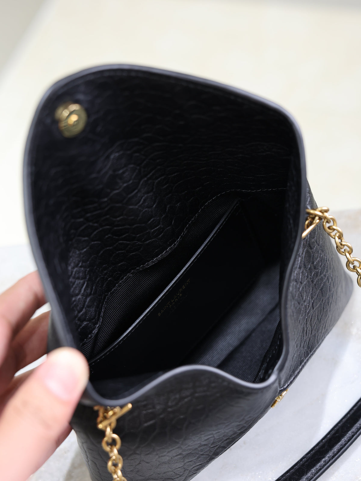 SAINT LAURENT YSL 25S CALYPSO MINI 19 IN BLACK LAMBSKIN GOLD HARDWRE