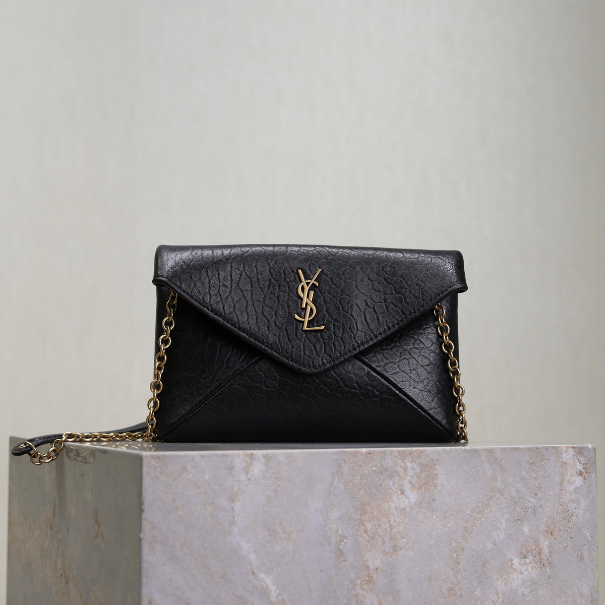 SAINT LAURENT YSL 25S CALYPSO MINI 19 IN BLACK LAMBSKIN GOLD HARDWRE