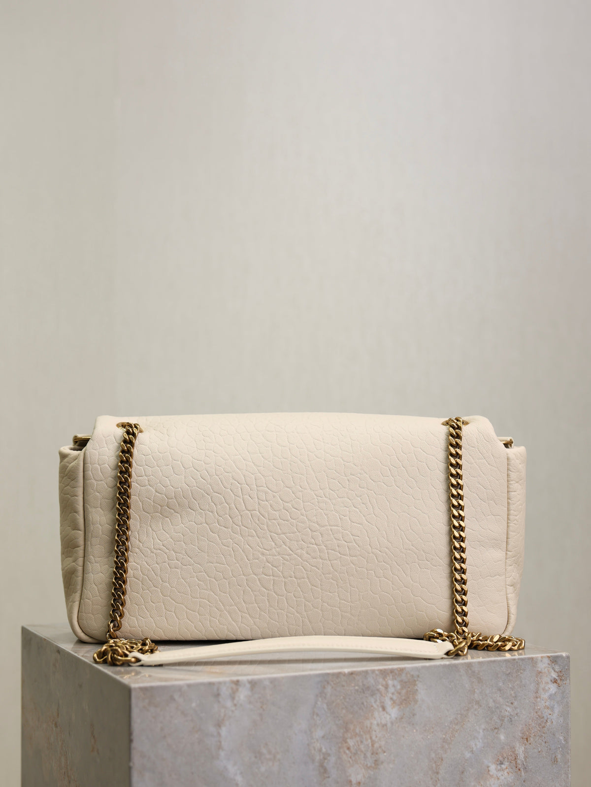 SAINT LAURENT YSL 25S CALYPSO 30 IN IVORY GRAINED CALFSKIN GOLD HARDWARE