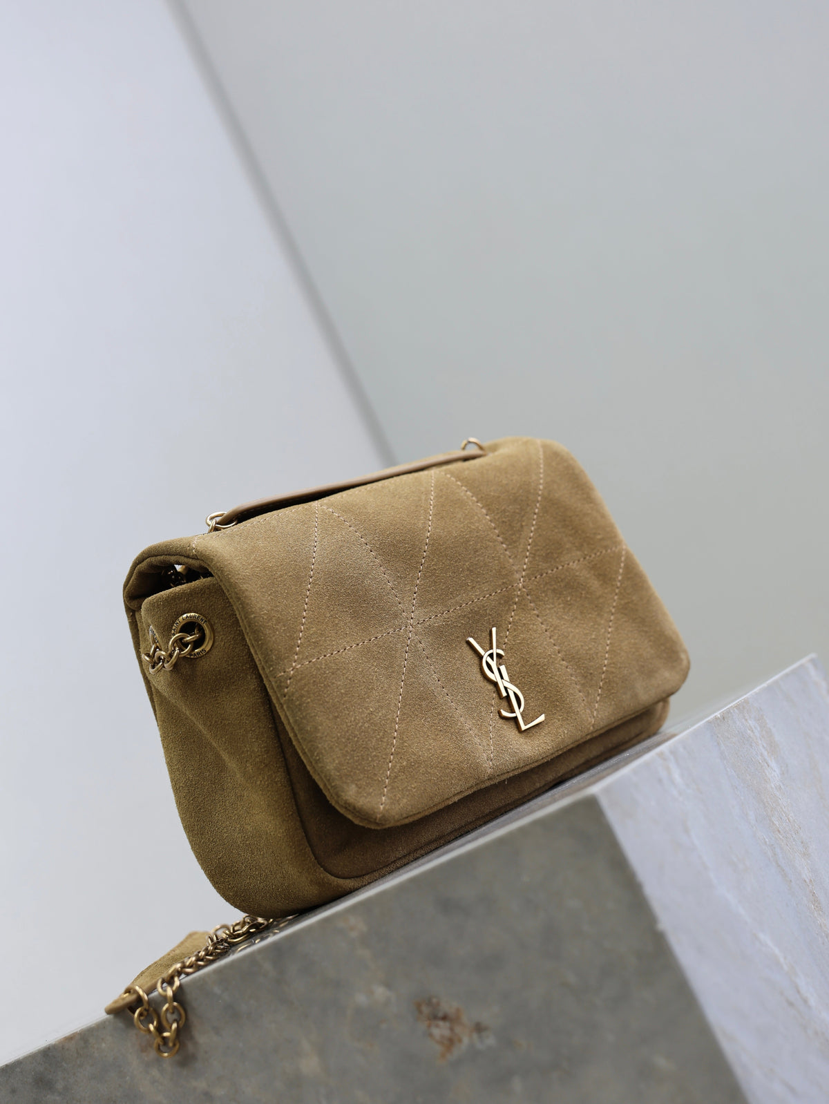 SAINT LAURENT YSL 25S JAMIE 4.3 MINI 20 IN CARAMEL COGNAC SUEDE GOLD HARDWARE