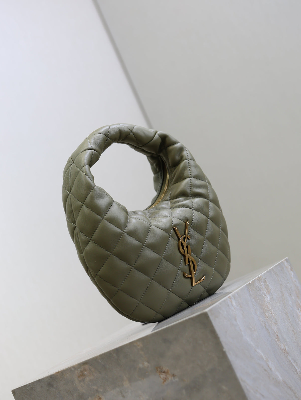 SAINT LAURENT YSL 25S ICARE BABY 17 IN DARK OLIVE QUILTED CALFSKIN GOLD HARDWRE