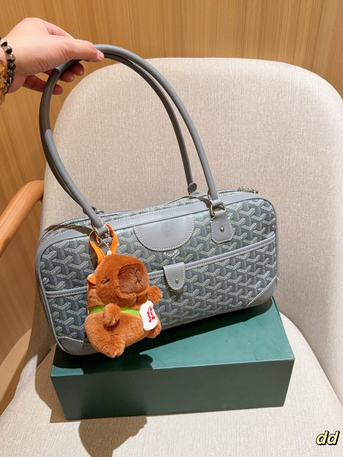 GOYARD SAINT MARTIN BAG 35 IN GREY GOYARDINE CANVAS AND CALFSKIN