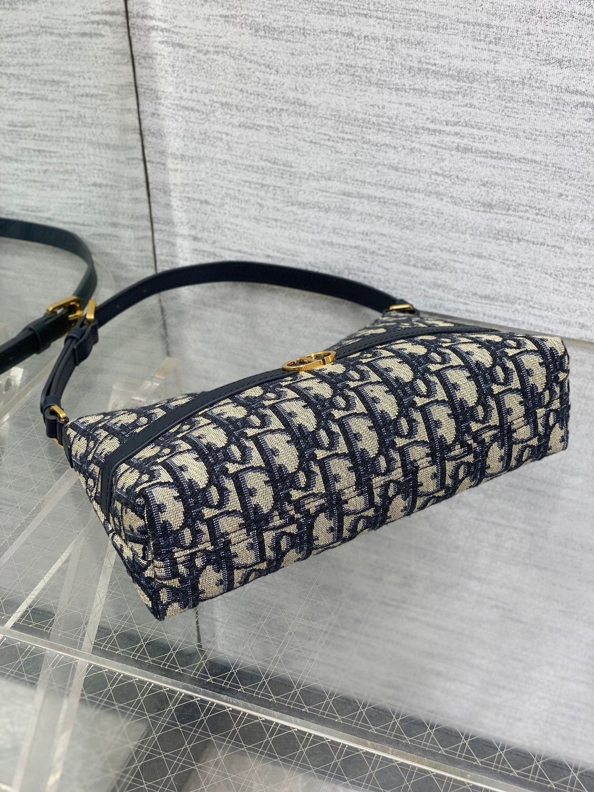 DIOR MONTAIGNE CIGALE MINI 24 BAG IN BLUE OBLIQUE JACQUARD
