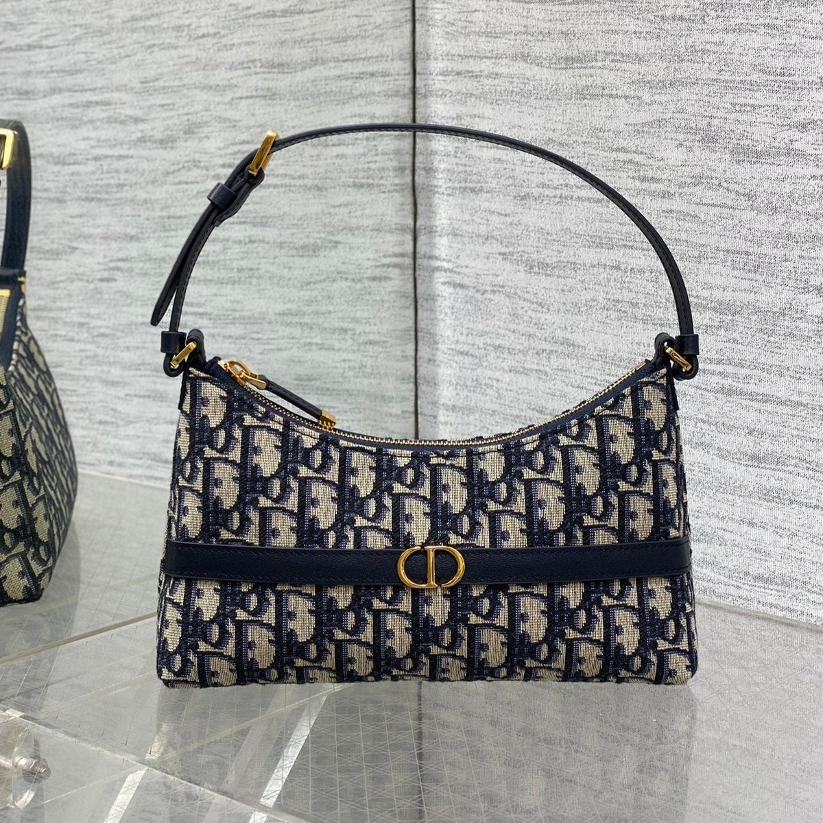 DIOR MONTAIGNE CIGALE MINI 24 BAG IN BLUE OBLIQUE JACQUARD