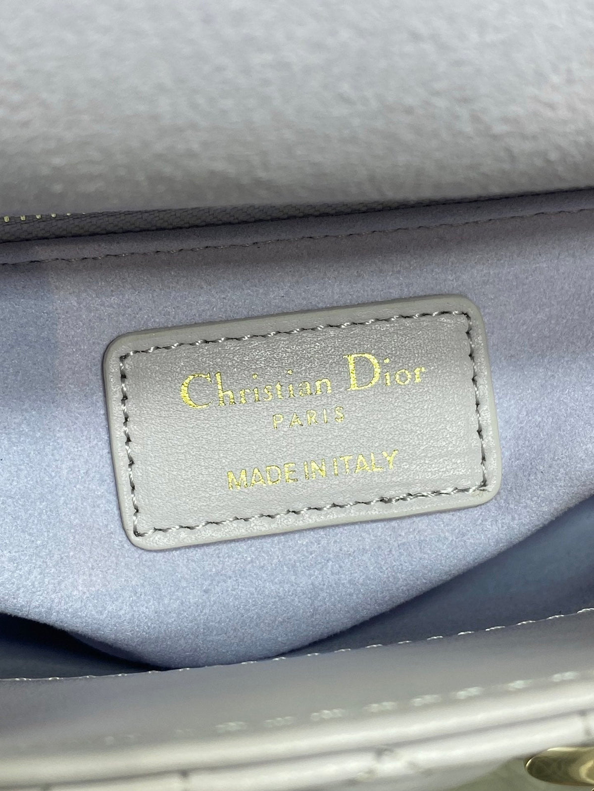 DIOR 25S MINI LADY BAG 17 IN LILAC CANNAGE CALFSKIN GOLD HARDWARE