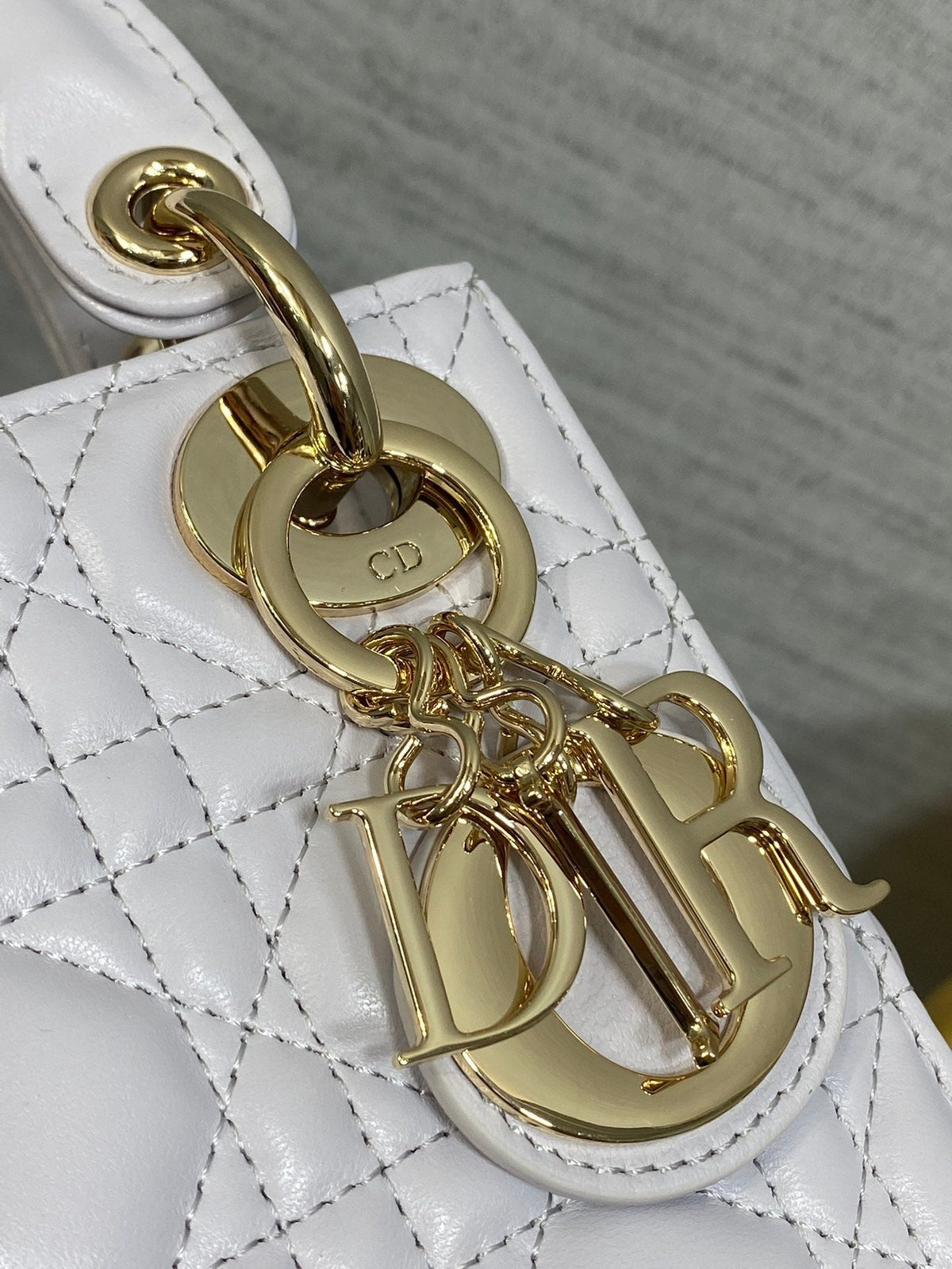 DIOR 25S MINI LADY BAG 17 IN LILAC CANNAGE CALFSKIN GOLD HARDWRE