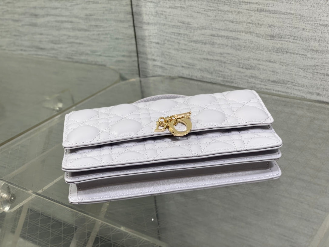 DIOR 25S TALK PHONE POUCH 21 IN PALE LILAC CALFSKIN GOLD HARDWRE