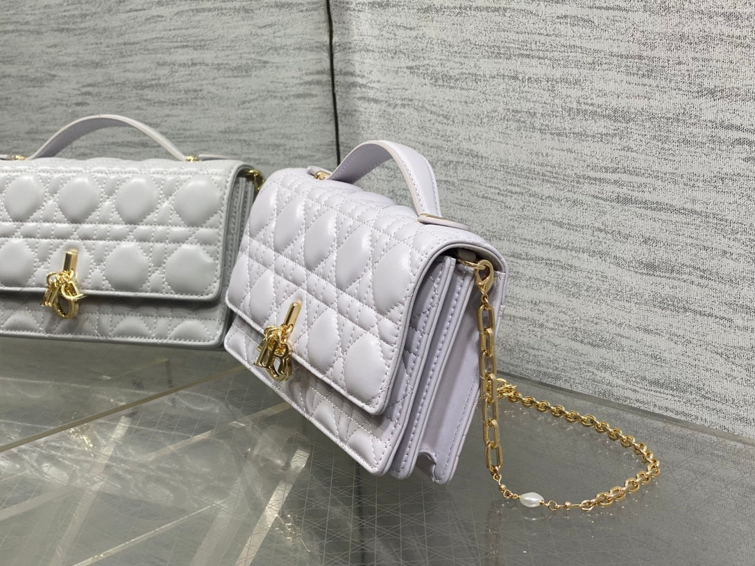 DIOR 25S TALK PHONE POUCH 21 IN PALE LILAC CALFSKIN GOLD HARDWRE