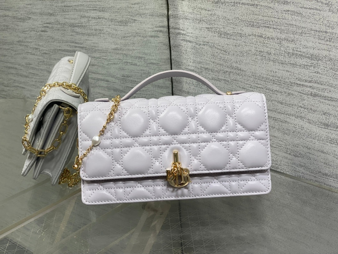 DIOR 25S TALK PHONE POUCH 21 IN PALE LILAC CALFSKIN GOLD HARDWRE