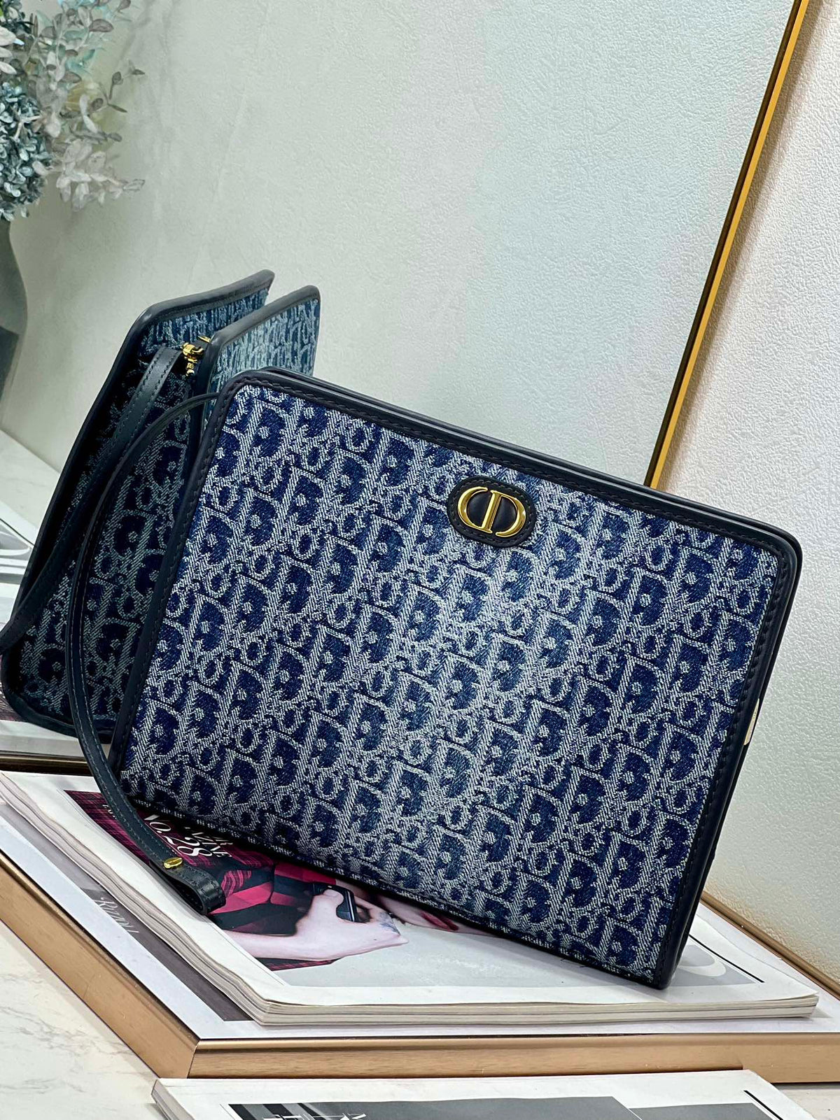 DIOR BOOK TOTE 26 IN BLUE MONOGRAM OBLIQUE JACQUARD