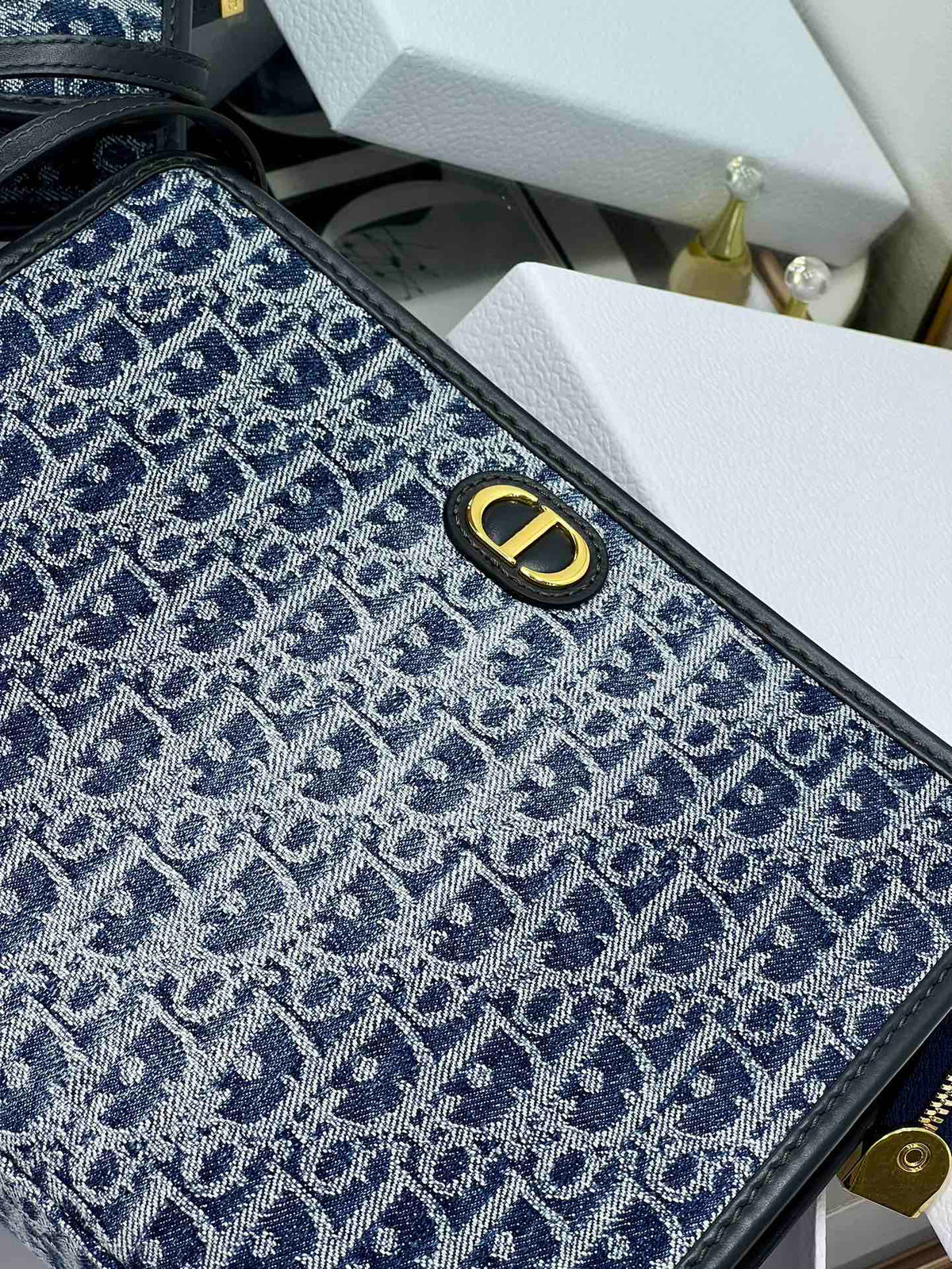 DIOR BOOK TOTE 26 IN BLUE MONOGRAM OBLIQUE JACQUARD
