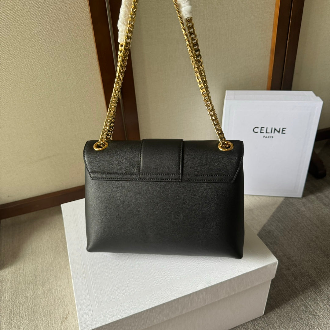 CELINE MEDIUM VICTOIRE BAG 25 IN BLACK CALFSKIN GOLDEN HARDWARE