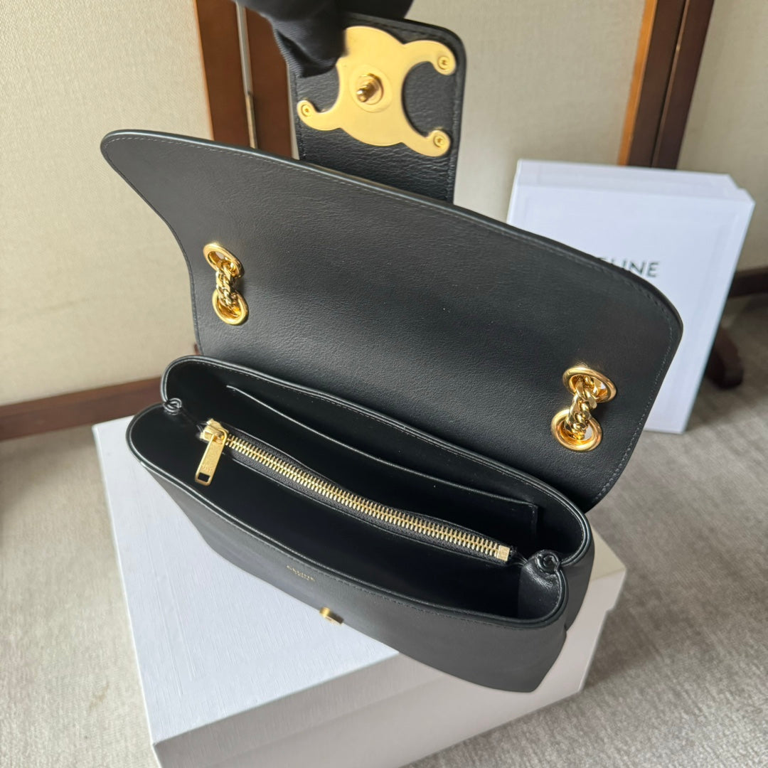 CELINE MEDIUM VICTOIRE BAG 25 IN BLACK CALFSKIN GOLDEN HARDWARE