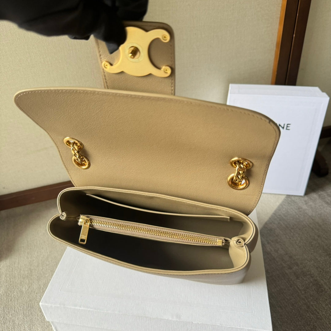 CELINE MEDIUM VICTOIRE BAG 25 IN CAMEL GOLD CALFSKIN