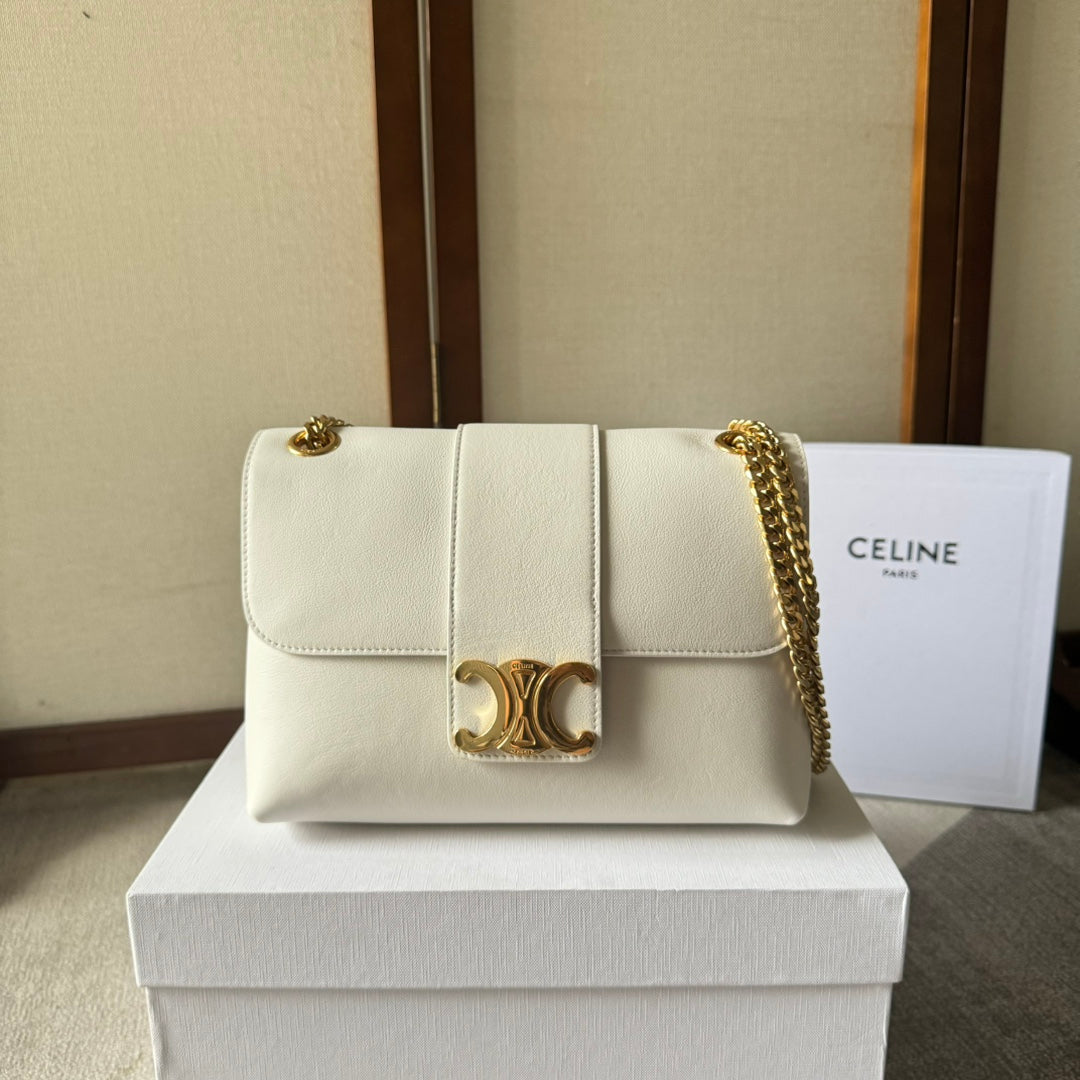 CELINE MEDIUM VICTOIRE BAG 25 IN IVORY CALFSKIN