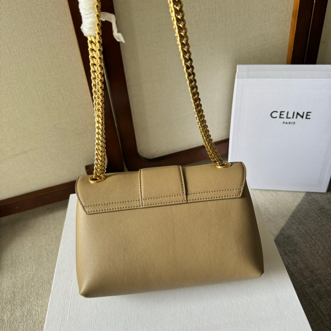 CELINE MEDIUM VICTOIRE BAG 23 IN CAMEL GOLD CALFSKIN