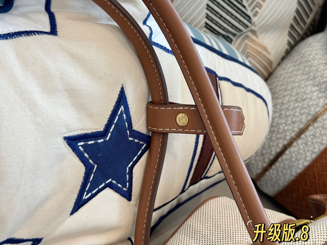 MIU MIU TOP - HANDLE 35 BAG IN BEIGE CANVAS
